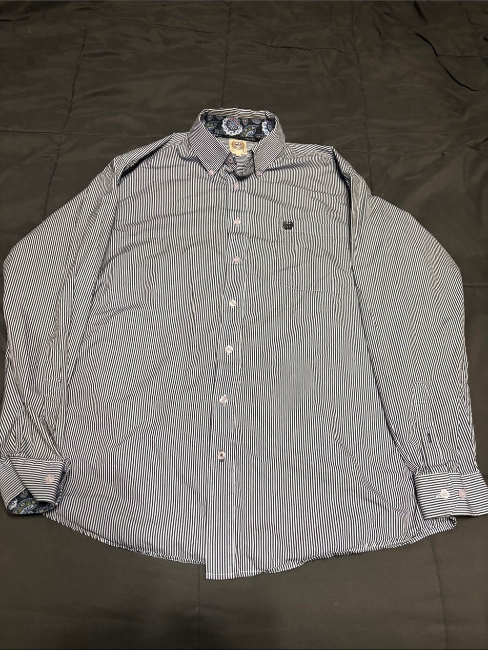 Cinch Men’s Pinstripe Button-Down Shirt - Navy/White
